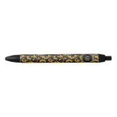 Stylo Noir Monogramme Black Gold Classy Élégant Motif (Devant)