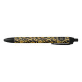 Stylo Noir Monogramme Black Gold Classy Élégant Motif (Bas)