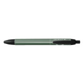 Stylo Noir Monogramme blanc et nom sur Carré arrondi vert (Dos)