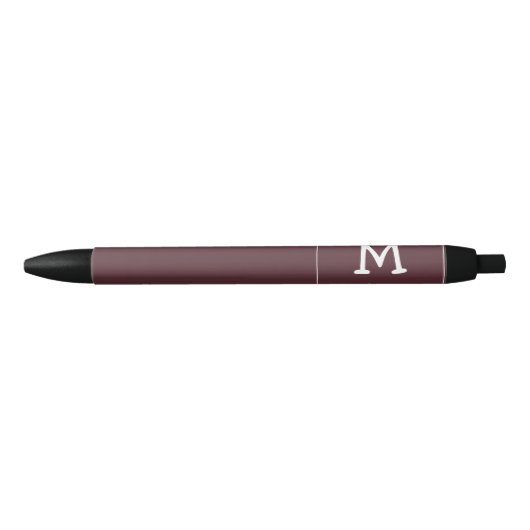 Stylo Noir Monogramme blanc et nom sur Dusty Burgundy (Devant)