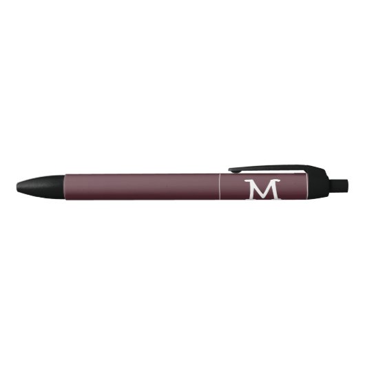Stylo Noir Monogramme blanc et nom sur Dusty Burgundy (Haut)