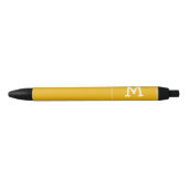 Stylo Noir Monogramme blanc et nom sur Honey Mustard Jaune (Devant)