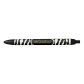 Stylo Noir Monogramme chic de diamant de Faux d'impression de (Devant)