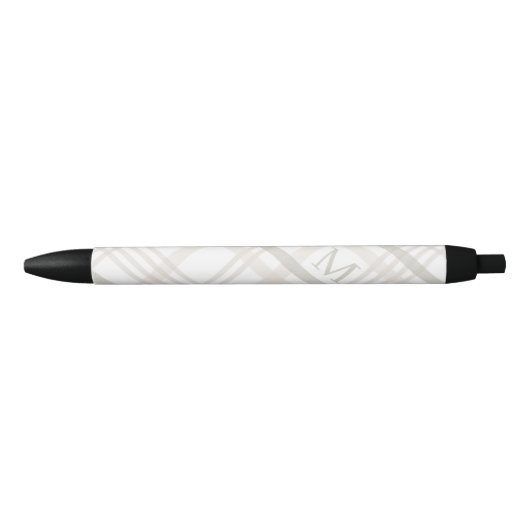 Stylo Noir Monogramme Classic Élégant Minimal Initial Plaid (Devant)