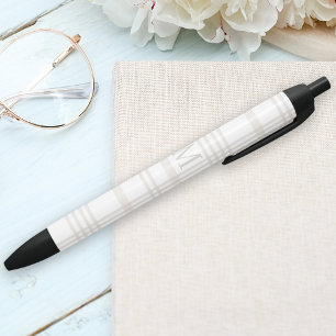 Stylo Noir Monogramme Classic Élégant Minimal Initial Plaid