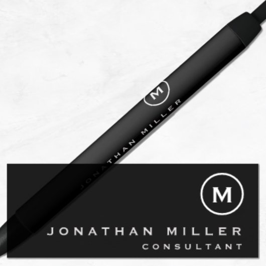 Stylo Noir Monogramme classique noir minimaliste