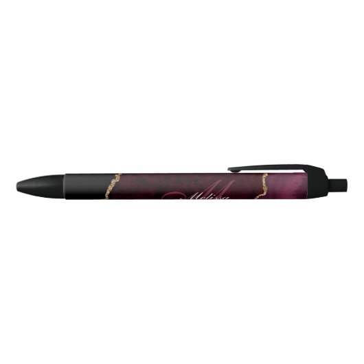Stylo Noir monogramme d'agneau en bordeaux et or (Haut)