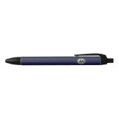 Stylo Noir Monogramme d'argent bleu de la marine moderne (Haut)