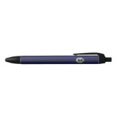 Stylo Noir Monogramme d'argent bleu de la marine moderne (Haut)