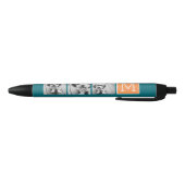 Stylo Noir Monogramme de collection de photos orange et bleu  (Bas)