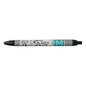 Stylo Noir Monogramme de collection de photos Turquoise et gr (Devant)