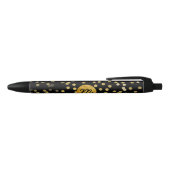 Stylo Noir monogramme de feuille d'or sur noir (Haut)