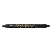 Stylo Noir monogramme de feuille d'or sur noir (Dos)