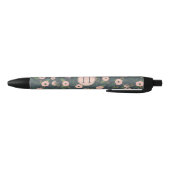 Stylo Noir Monogramme de fleurs de minuit (Bas)
