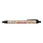 Stylo Noir Monogramme de motif floral rétro (Haut)