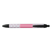 Stylo Noir Monogramme de Motif géométrique rose (Dos)