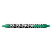 Stylo Noir Monogramme de nom de script à motif de vache noir (Dos)