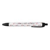 Stylo Noir Monogramme de nom de script à noeud disco cerise C (Bas)