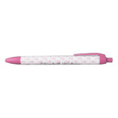 Stylo Noir Monogramme de nom de script à nœud rose Coquette é (Haut)