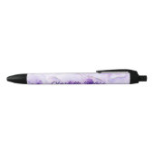 Stylo Noir Monogramme de nom de script d'art violet abstrait (Haut)