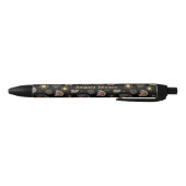 Stylo Noir Monogramme de nom de script de soleil arc-en-ciel (Bas)