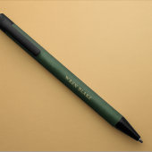 Stylo Noir Monogramme de nom de script élégant vert foncé et 