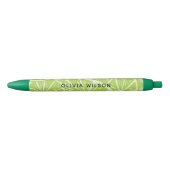 Stylo Noir Monogramme de nom de script lime vert d'été (Devant)