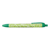 Stylo Noir Monogramme de nom de script lime vert d'été (Haut)