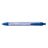 Stylo Noir Monogramme de nom de script pailleté bleu élégant (Dos)