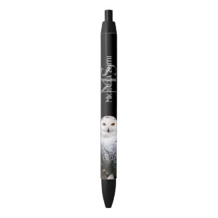 Stylo Noir Monogramme de nom personnalisé de majestueuse chou