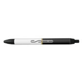 Stylo Noir Monogramme de Parties scintillant Noir Blanc & Or  (Devant)