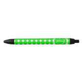 Stylo Noir Monogramme de point de polka vert (Devant)