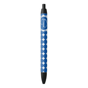 Stylo Noir Monogramme de point Polka Bleu