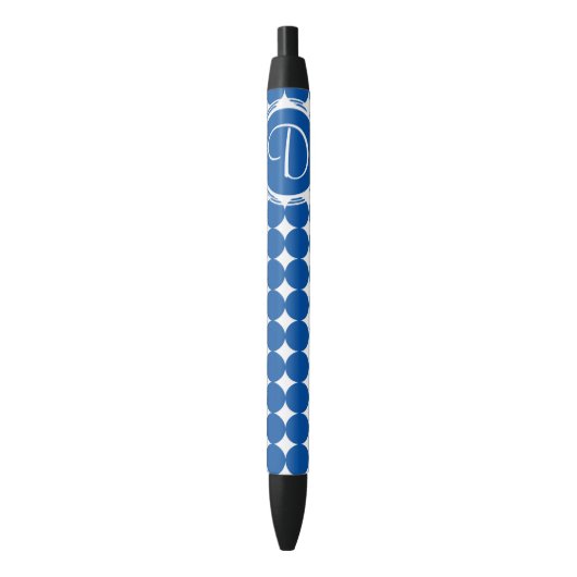 Stylo Noir Monogramme de point Polka Bleu (devant Vertical)