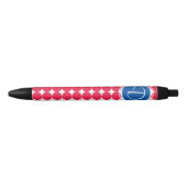 Stylo Noir Monogramme de point Polka bleu et rouge (Devant)