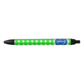 Stylo Noir Monogramme de point Polka bleu et vert (Devant)