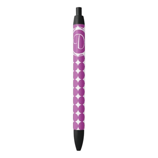 Stylo Noir Monogramme de point Polka violet (devant Vertical)