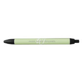 Stylo Noir Monogramme de script blanc vert clair moderne (Devant)