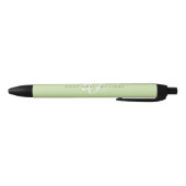 Stylo Noir Monogramme de script blanc vert clair moderne (Bas)