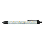 Stylo Noir Monogramme de script chic minimal daisy sarcelle (Haut)