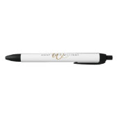 Stylo Noir Monogramme de script en or blanc moderne (Bas)