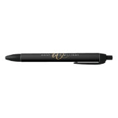 Stylo Noir Monogramme de script or noir moderne (Bas)