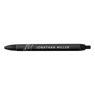 Stylo Noir Monogramme de script personnalisé