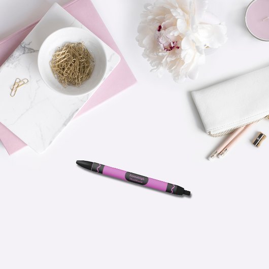 Stylo Noir Monogramme d'enrobage de rayonne rose