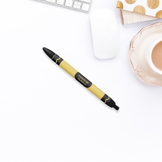 Stylo Noir Monogramme d'enveloppement couleur jaune Crayon