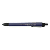 Stylo Noir Monogramme d'or bleu marine moderne (Bas)
