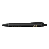 Stylo Noir monogramme d'or noir moderne nom commercial initia (Haut)