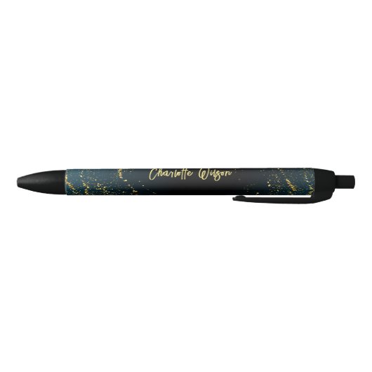 Stylo Noir Monogramme élégant en écriture cursive avec paille (Bas)