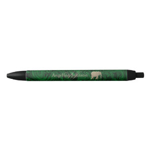 Stylo Noir Monogramme Emerald Green et Gold Elephant