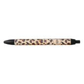 Stylo Noir Monogramme Empreinte de léopard Brown animal noir (Devant)